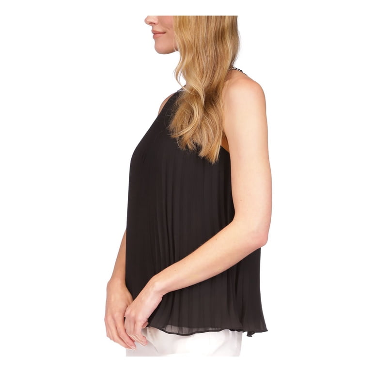 MICHAEL MICHAEL KORS Womens Black Pleated Lined Chain Detail
