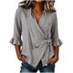 thumbnail image 1 of Neewe Ruffle 3/4 Length Sleeve for Womens Tops Dressy V Neck Collared Shirts Trendy Business Casual Daily Outfits, 1 of 5