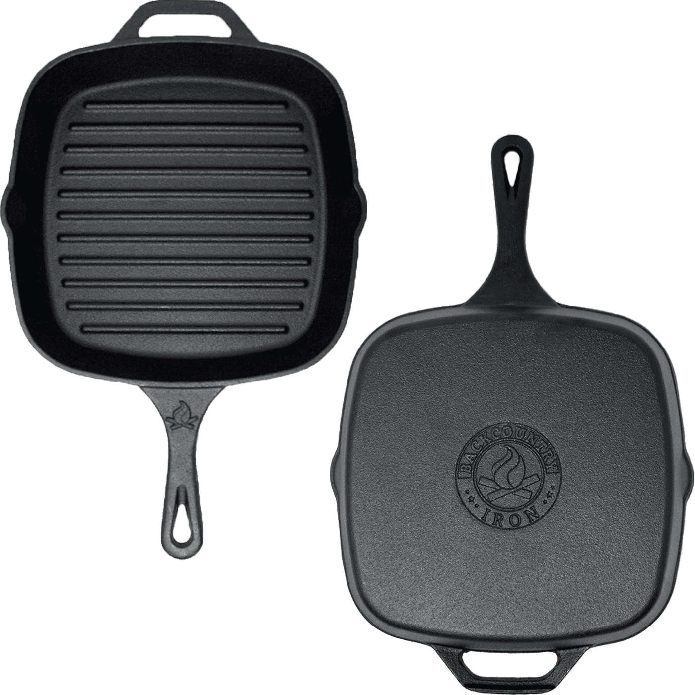 Backcountry Iron 10.5 Inch Square Grill Pan Medium Pre-Seasoned Cast Iron