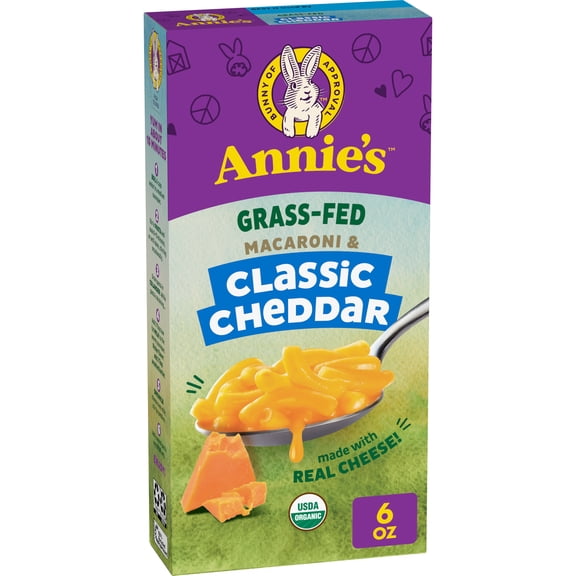 Annie's Organic Grass-Fed Macaroni and Classic Cheddar, Made with Real Cheese, 6 oz
