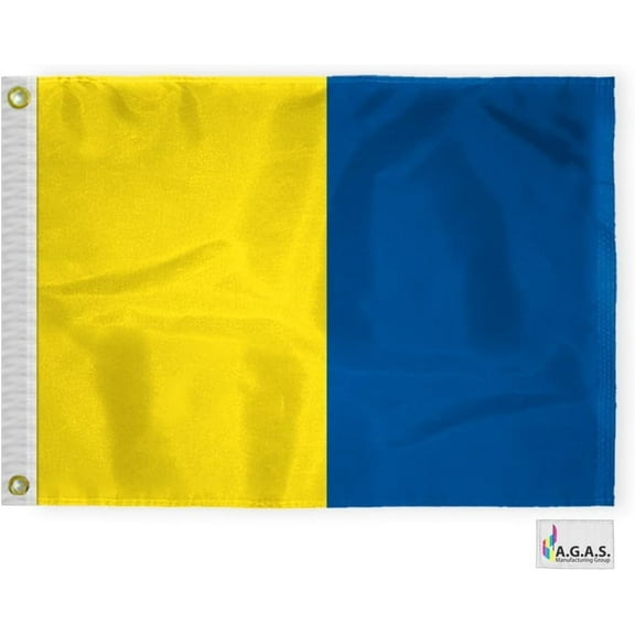 AGAS Kilo Code K Marine Signal Flag - Printed 200D Nylon - Canvas Header - Brass Grommets - Colorfast & Stitched Edges - Nautical Boat Flag - Naval Code Signal Flag.