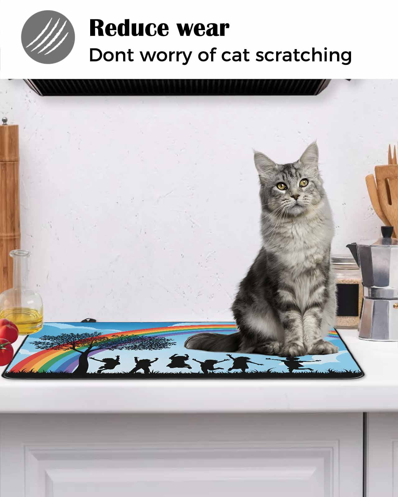 Large Induction Cooktop Protector Mat Colorful Stove Top Covers for Electric Stove, Blue Black Silhouettes Abstract Tree Decorative Stove Burner Cover Mats, Glass Top Stove Cover