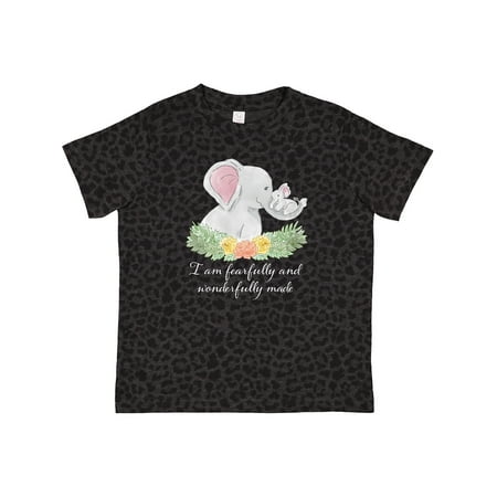 

Inktastic I Am Fearfully and Wonderfully Made Elephants and Flowers Gift Toddler Boy or Toddler Girl T-Shirt