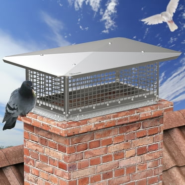 Dextrus 13" x 24" Fireplace Chimney Cap, Outdoor Chimney Cover, 304 Stainless Steel, with Flexible Metal Strips, Bolts & Gloves Included
