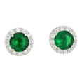 thumbnail image 1 of 1 Pair Copper Women Ear Stud Solid Color Rhinestone Color Copper Exquisite Easy Matching Round Girls Ladies Party Earring Jewelry Green, 1 of 9
