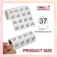 thumbnail image 2 of 1 Inch Number Stickers, Number 37 Sticker Numbers Labels Round Small Vinyl Self Adhesive Label Circle Decals 500 Pcs 1 Roll for Photo Album Poster Table, Black, 2 of 6