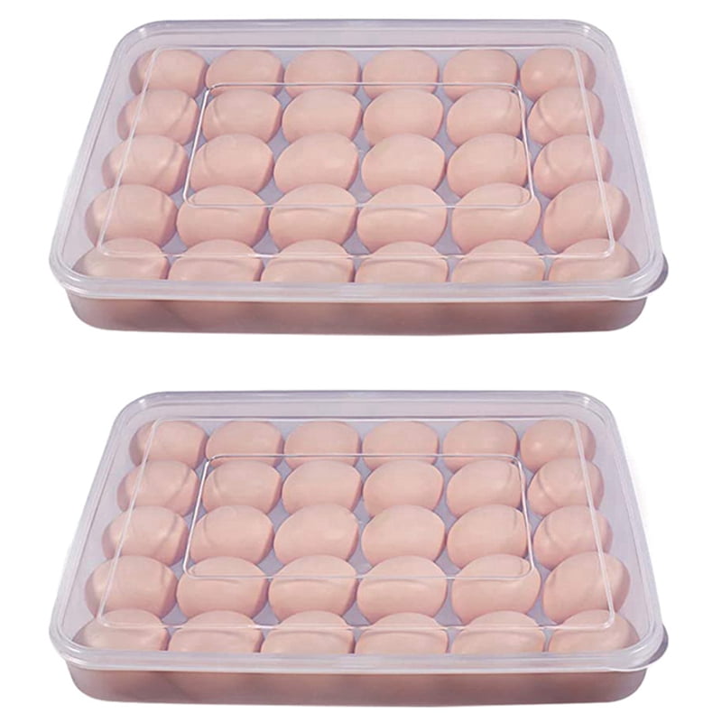 Egg Container, Refrigerator Deviled Egg Tray Carrier with Lid for 60 Eggs - Plastic Fridge Stackable Portable 4 Pack