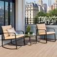 thumbnail image 2 of Patio Furniture Set for 2, Lofka Rocking Outdoor Bistro Set with 2 Sponge Rocking Chairs and Coffee Table for Garden, Lawn, Corridor, Beige, 2 of 9