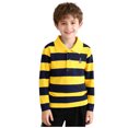 thumbnail image 2 of BRGZLK Boys School Uniform Polo Shirt Unisex Spring Summer Stripe Cute Bear Print Casual Sports Classic Fit Long Sleeve Top Yellow 10-11 Years, 2 of 5