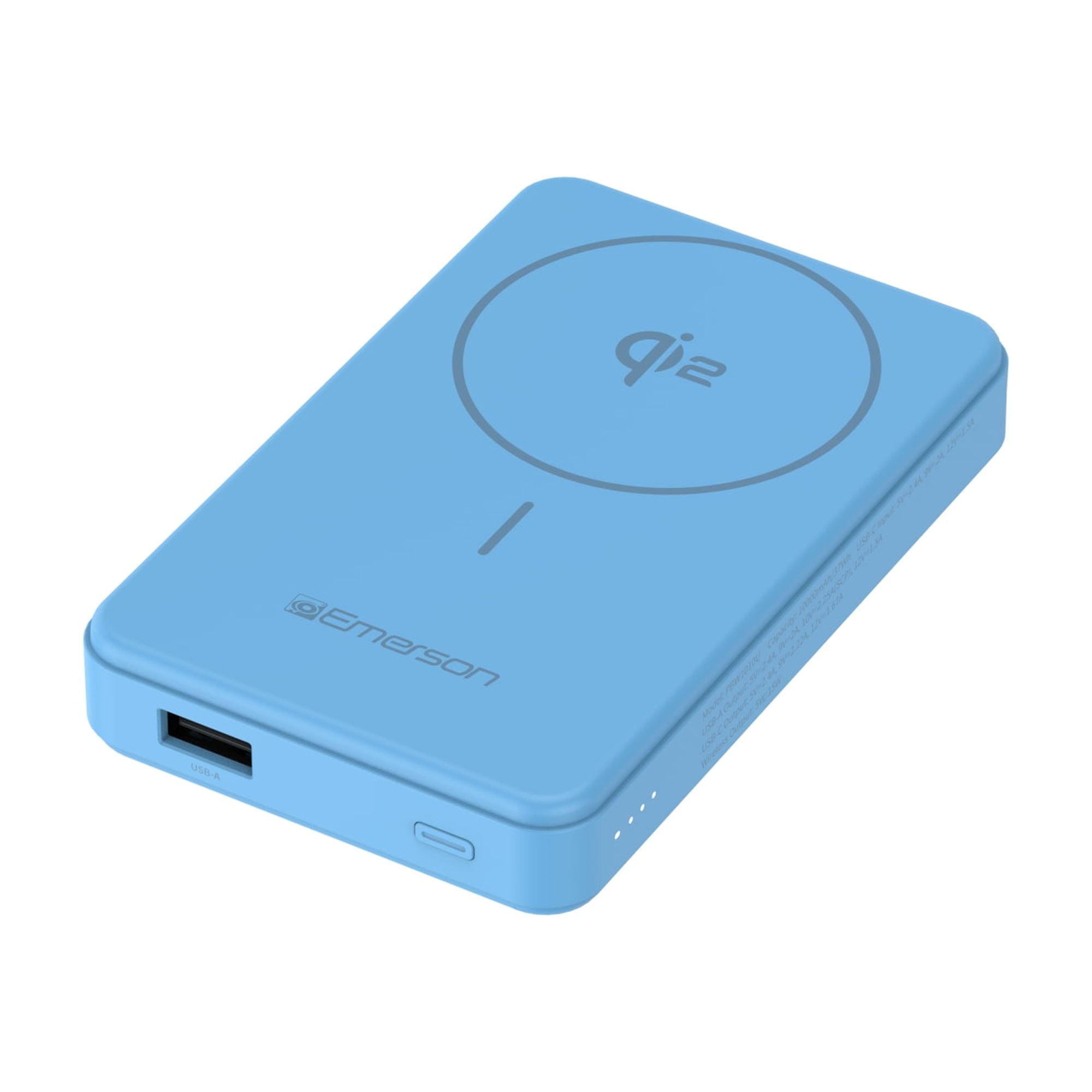 Emerson Power Bank with 15W Qi2 Magnetic Wireless Charging and 20W Wired Output Charging, Blue - PBW1010U