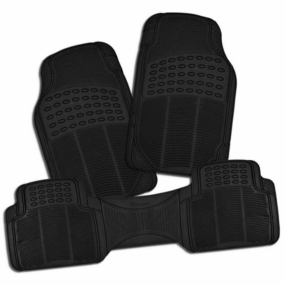 Set of 3 Heavy Duty Rubber Floor Mats for Car All Weather, Trimmable Edges