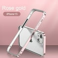 thumbnail image 1 of Hybrid Silicone Frame Aluminum Metal Phone Case For iPhone 15 14 13 12 Pro Max Better Heat Bumper RoseGold For i13, 1 of 6