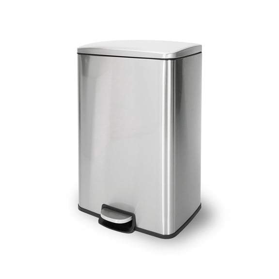 Innovaze 13 Gallon/50 Liter Trash Can, Stainless Steel Step on Garbage Can for Kitchen, Silver