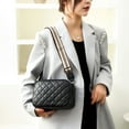 thumbnail image 2 of Genuine Leather Crossbody Bag Rhombic Lattice Commute Bags Double Layer for Work, 2 of 9