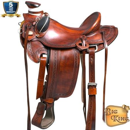 Docksides Saddle - 17'' HILASON BIG KING SERIES WESTERN WADE RANCH ROPING COWBOY SADDLE
