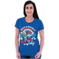 thumbnail image 4 of Retro Smurfs Cartoon 4th of July Womens Slim Fit Graphic Tee Brisco Brands X, 4 of 5