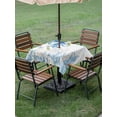 thumbnail image 4 of Outdoor Tablecloths with Umbrella Hole & Zipper, Blue Octopus Coastal 54x54 Inch Square Tablecloths, Summer Beach Nautical Ocean Coral Starfish Waterproof Table Cloth, Patio/Pool/Picnic Table Covers, 4 of 8