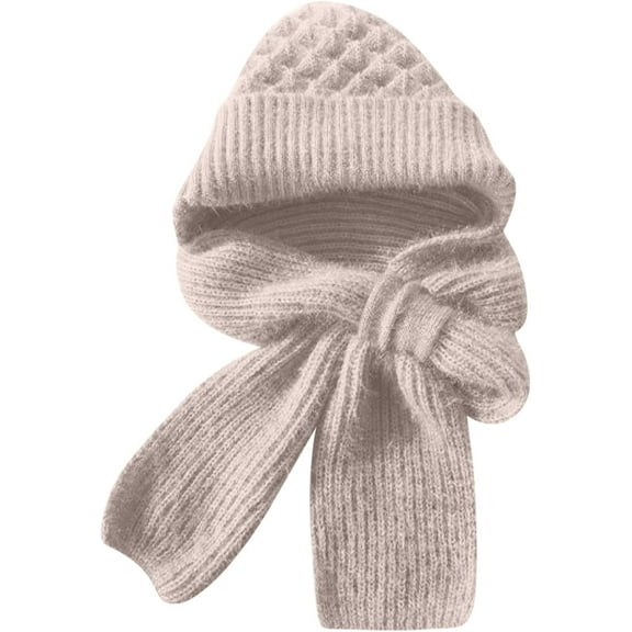 Winter Versatile Knitted Hooded Scarf for Women,Integrated Ear Protection Windproof Cap Hat Integrated Scarf