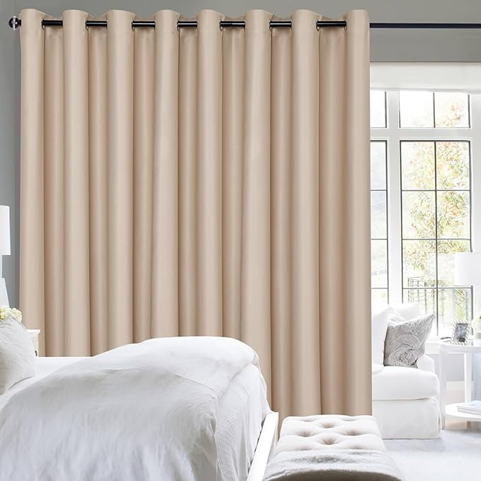XWZO Sliding Door Curtains 80"W x 84"L, Grommet Privacy Room Divider for Bedroom Living Room, Extra Wide Thermal Blackout Curtains for Patio Sliding Glass Door, 1 Panel, Biscotti Beige