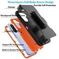 thumbnail image 3 of Galaxy A36 5G Case,Takfox Samsung Galaxy A36 5G Holster Phone Case with Built-in Screen Protector Swivel Belt Clip [3 Layers] Heavy Duty Full Body Protection Shockproof Kickstand Cover - Black/Orange, 3 of 8