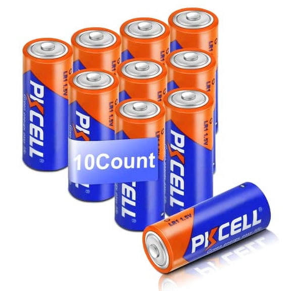 PKCELL N Size 1.5V Alkaline Batteries, 10 Pack Ultra Long-Lasting MN9100/E90/LR1 Medical Battery for Medical Devices, GPS Trackers, Flashlights, Key Fobs, 10-Year Shelf Life
