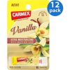 Carmex Vanilla Flavor SPF 15 Moisturizing Lip Balm Stick, 0.15 Oz (12 Pack)