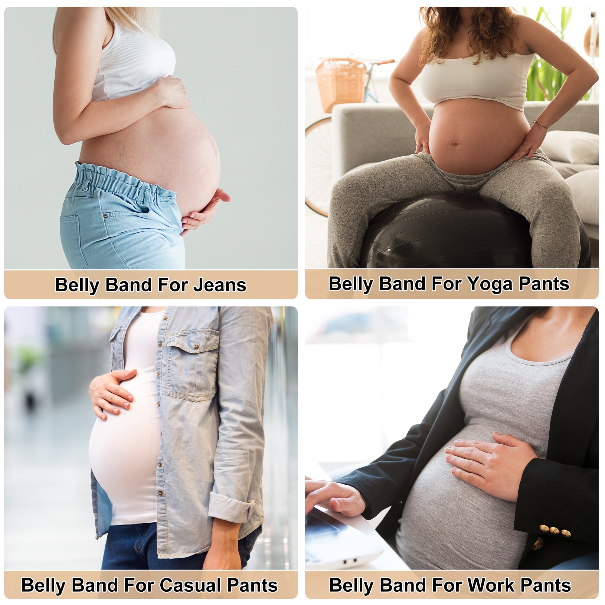 Unique Bargains 2 Pcs Maternity Belly Bands for Pregnant Women Black White