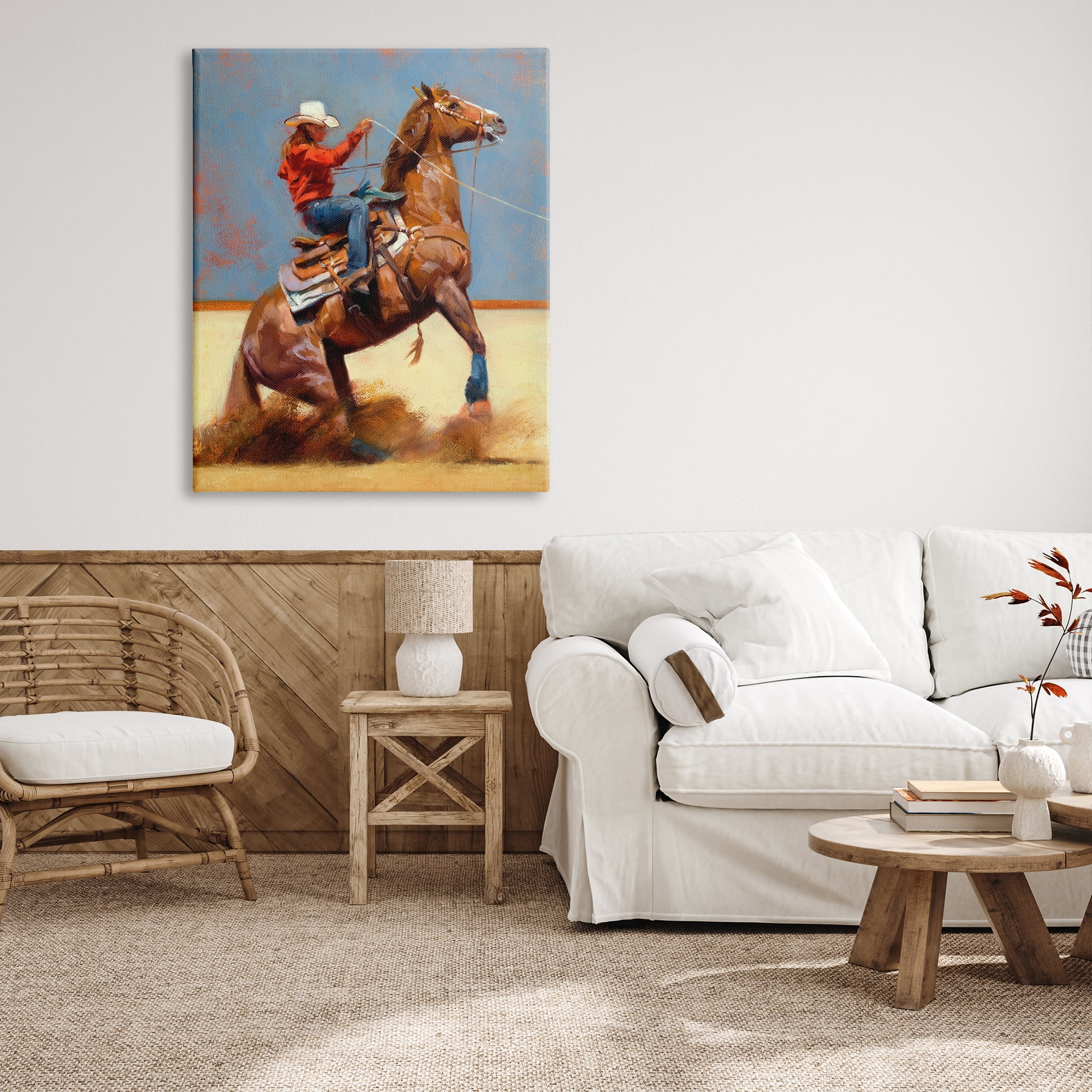 Stupell Industries Equestrian Cowboy Painting Animals & Insects Painting Gallery Wrapped Canvas Print Wall Art, 36 x 48