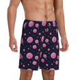 thumbnail image 2 of Balery Pink Planets And Stars Pantalones cortos de pijama de punto de algodón para hombre con cinturilla y bolsillos-3X-Large, 2 of 6
