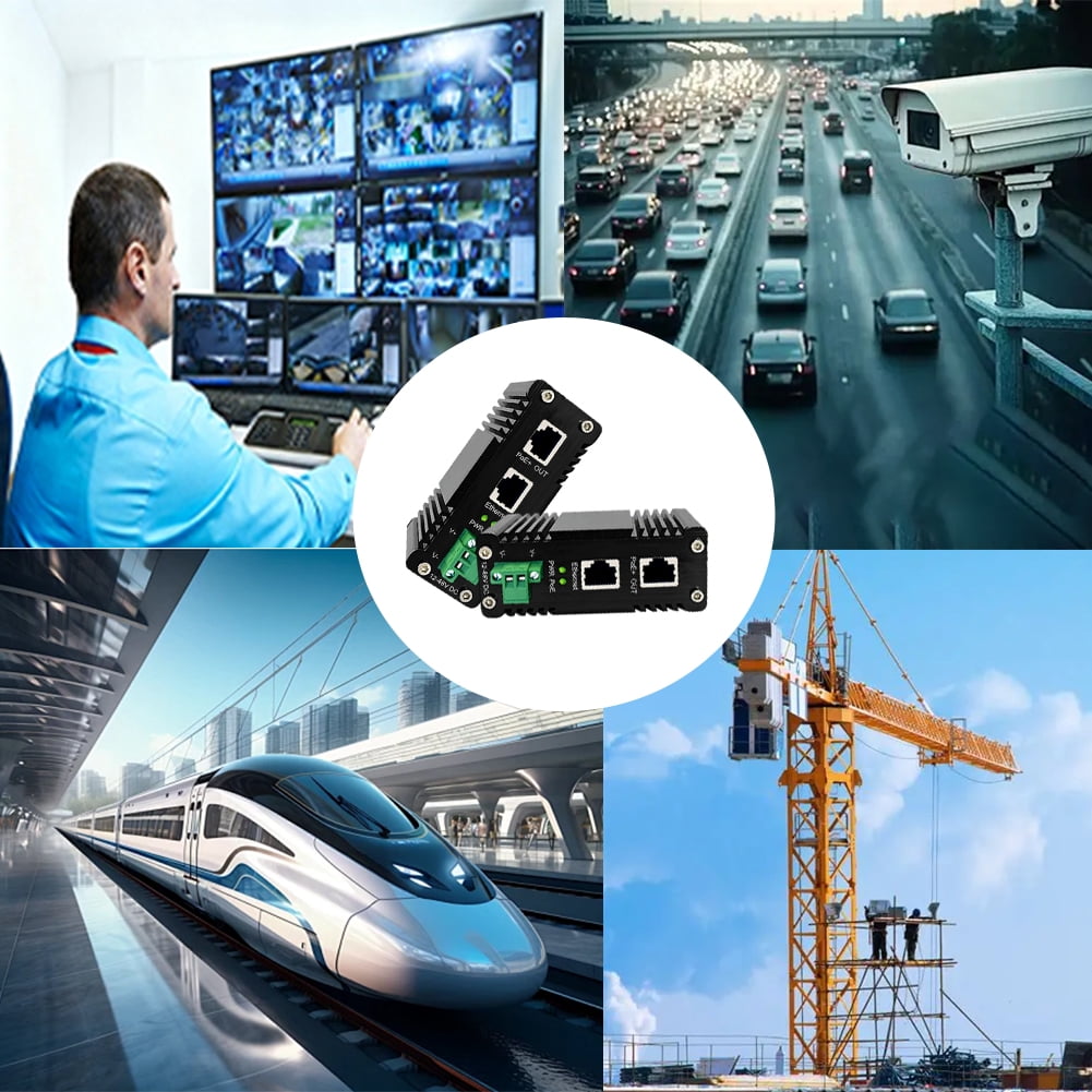 Industrial 30W Gigabit PoE Injector IEEE 802.3at Adapter 12-48V DC Input DIN Rail Mount
