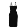 thumbnail image 4 of IROINNID Savings Wedding Guest Dresses for Women Formal Evening Night Dress Summer Sleeveless V-Neck Wave Point Dress Loose Trendy Sheath Dress,Black, 4 of 8