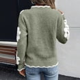 thumbnail image 5 of Wutalume Women's Casual Fashion Floral Jacquard V-Neck Knitted Sweater, Elegant Printed Top, Loose Fit Long Sleeve Pullover for Stylish Everyday Wear,Army Green L, 5 of 7