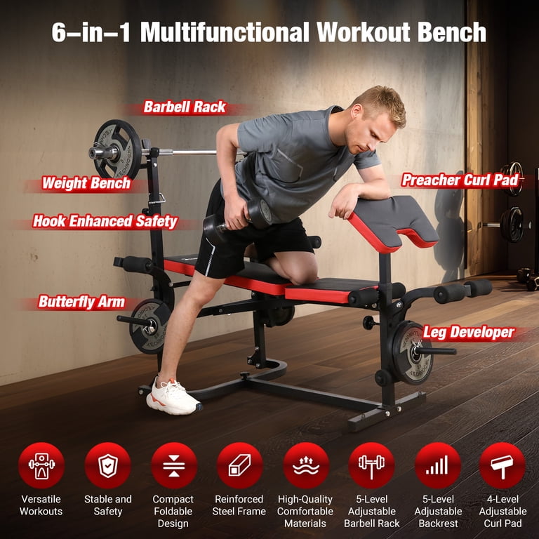 Blacksmith 6-in-1 Foldable Weight Bench Set, 800 lb Capacity photo 2