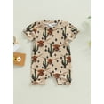 thumbnail image 2 of Bagilaanoe Toddler Baby Girl Boys Jumpsuit Cartoon Print Short Sleeve Bodysuit 3M 6M 12M 18M Infant One Piece Romper, 2 of 9