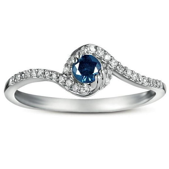 Unique Look 1.50 Carat Round Shape Blue Sapphire Moissanite Diamond Halo Engagement Ring in 10k White Gold