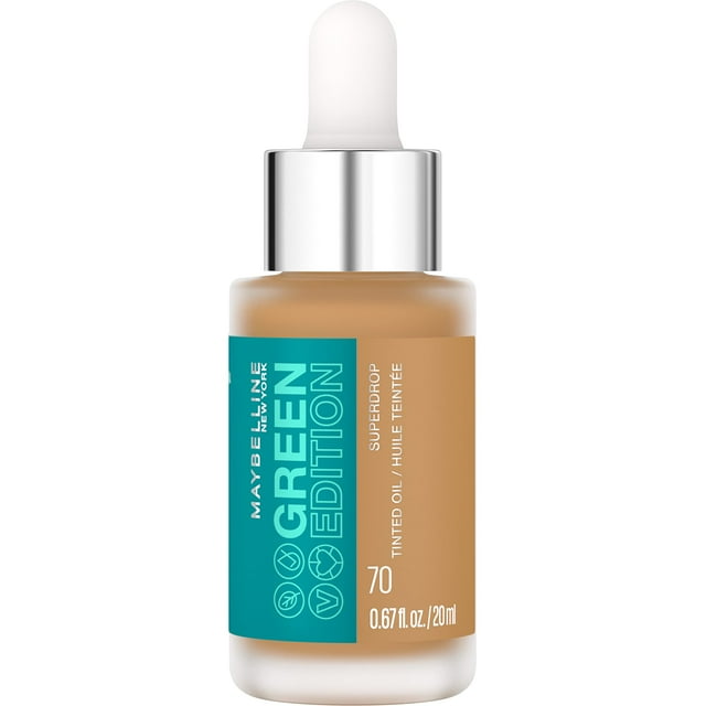 Maybelline Green Edition Superdrop Tinted Oil Base Maquillaje Base de cobertura natural ajustable formulada con aceite de jojoba y marula 70 1 unidad