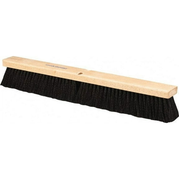 PRO SOURCE 24" Push Broom Head: Black Poly Bristles, Threaded Wood Block, Handle Not Included