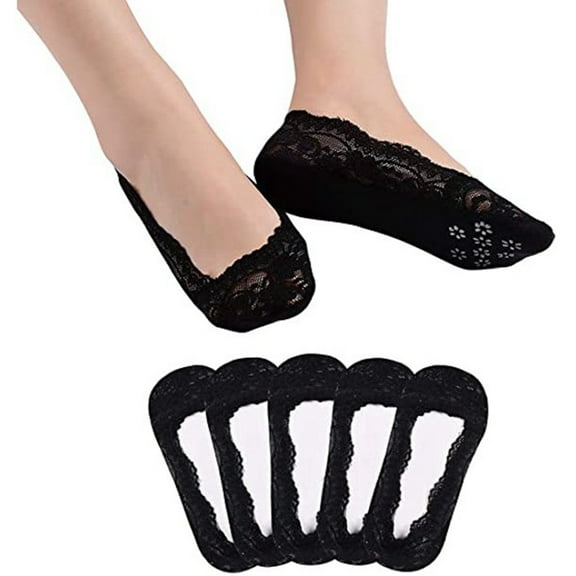 LNKOO 5 Pairs Lace socks for women Fashion Liner No Show Socks Lace Non Slip Socks Womens Thin Low Cut Casual