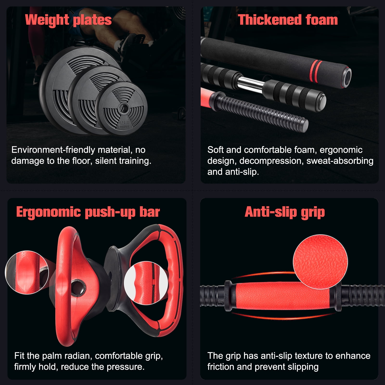 Pithage Adjustable Weight Dumbbell Set Used as Barbell Kettlebell for Home Gym Fitness, Black