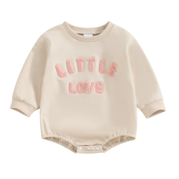 Bagilaanoe Newborn Baby Girl Boys Oversized Romper Sweatshirt Long Sleeve Bodysuits Letter Embroidery Pullover 3M 6M 12M 18M Infant Casual Tee Tops