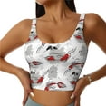 thumbnail image 2 of Picia Koi Fish Sports Bra for Women,Padded Strappy Sports Bras Medium Support Yoga Bra with Removable Cups,Running Yoga Bra-, 2 of 9