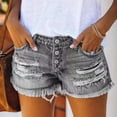 thumbnail image 3 of Pantalones Cortos De Mezclilla Pantalones Cortos De Mezclilla Desgastados con Borlas De Pecho Recto Informales De Moda Transpirables para Mujer Verano Gris L, 3 of 6