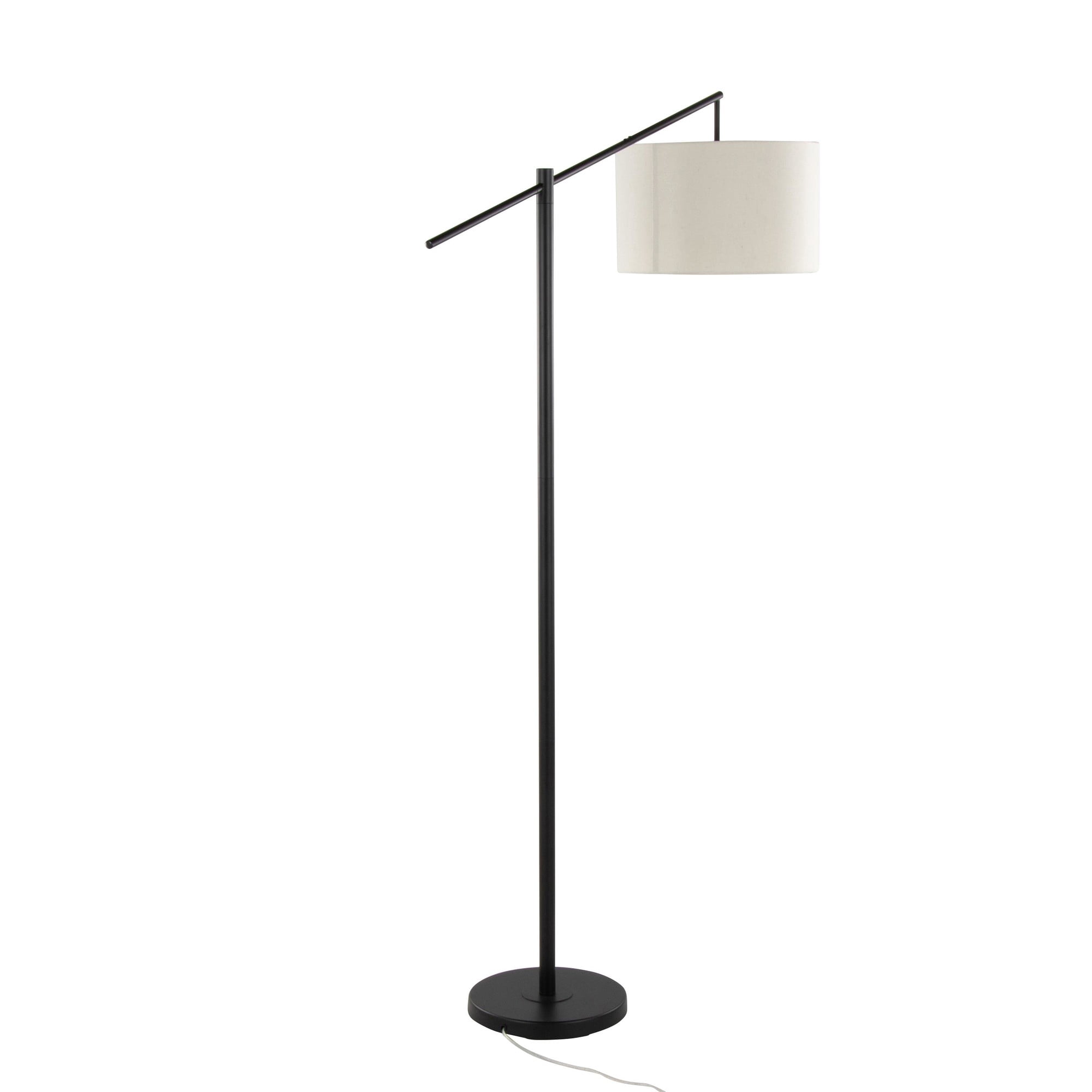 LumiSource Matte Black Metal, Natural Linen Casper 69" Metal Floor Lamp