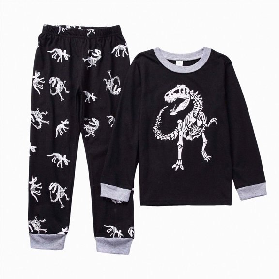 CAICJ98 Pajamas for Boys 2 Piece Dinosaur Pjs Set Toddler Little Kids Soft Cotton Long Sleeve Sleepwear (5-6 Years,Black)