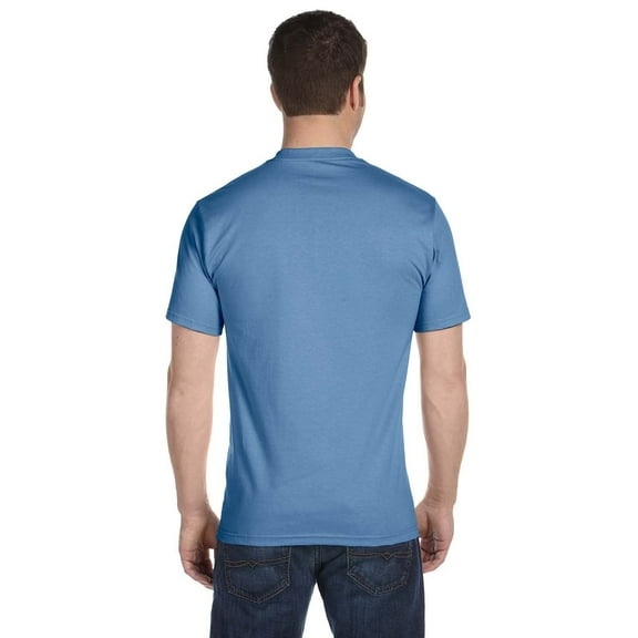 Hanes Mens Beefy-T® Crewneck Short-Sleeve T-Shirt (Pack of 4) (2 Black / 2 Carolina Blue)