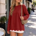 thumbnail image 5 of GILIGEGE Womens Oversized Crewneck Sweatshirts,Scalloped Casual Pullover,Long Sleeve, Comfort Soft Cute Sweater,Relaxed Loose Fit,Lightweight Loungewear,Athletic Daily 2026 Trendy Fall Outfits Wine S, 5 of 9