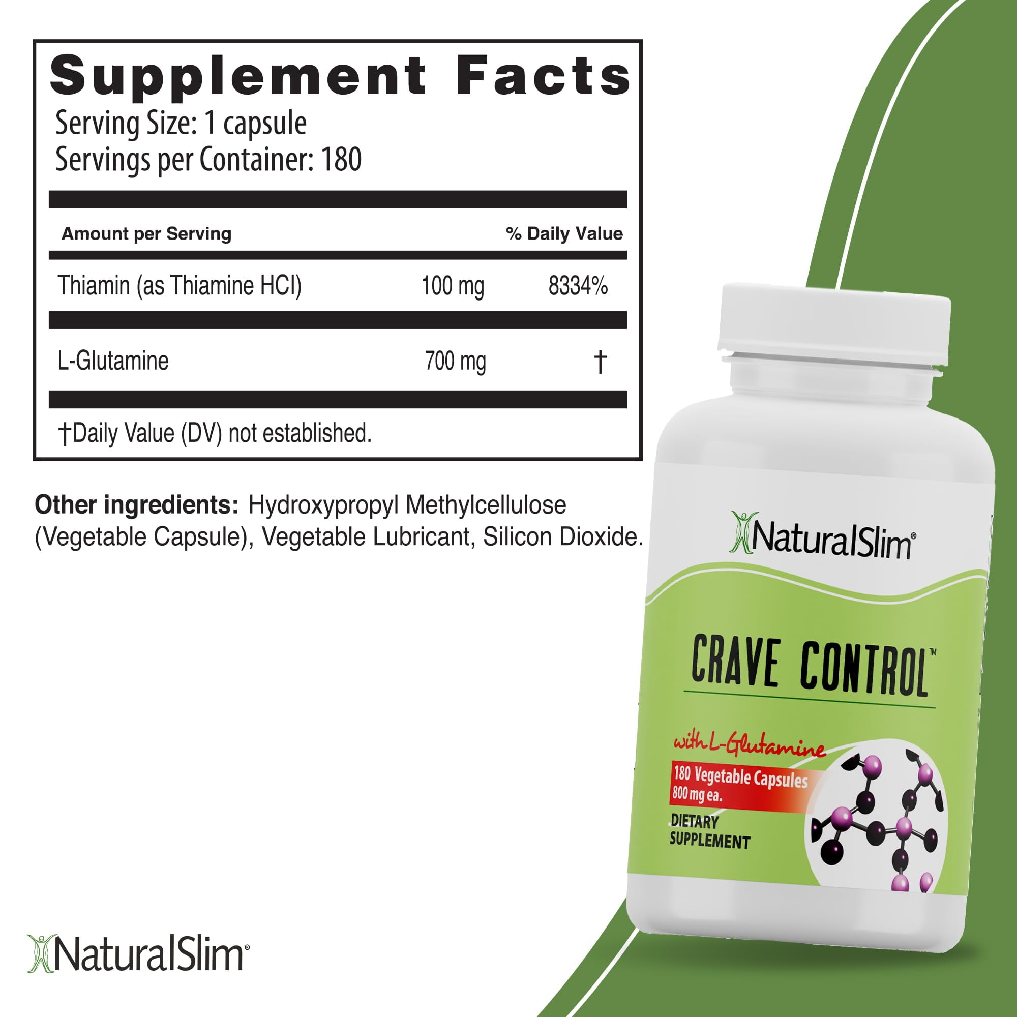 NaturalSlim Crave Control - Appetite Suppressant Pills, 180 Capsules