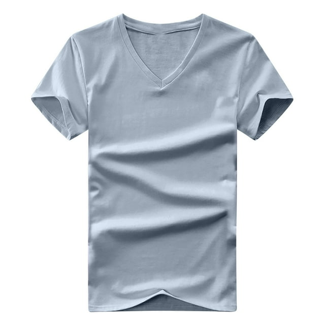 Men's-Neck Solid Color Short Sleeve Top Short Sleeve-Neck Blouses Shirts Breathable Comfortable Clothes