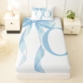 thumbnail image 3 of Erosebridal Blue Bowknot Twin Sheet Sets for Girls, Monogrammed O Bedding, 3pcs, 1 Flat Sheet, 1 Fitted Sheet and 1 Pillowcase, 3 of 5