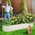 thumbnail image 3 of Aoodor 9-in-1 Modular Metal Raised Garden Bed, 89"L x 18"W x 17"H Outdoor Planter Box for Vegetables, Flowers, Herbs, Beige, 3 of 8